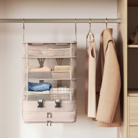 懸掛式旅行衣服收納袋大容量內衣物收納包出差旅遊住酒店衣櫃掛袋