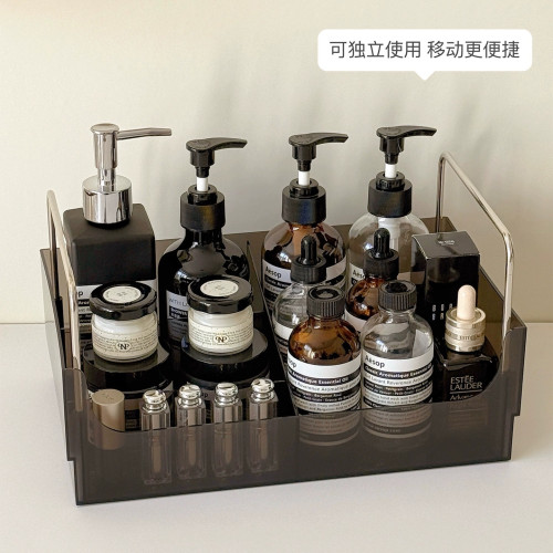化妝品收納盒桌面高級感抽屜式梳妝台護膚品置物架首飾盒帶蓋防塵