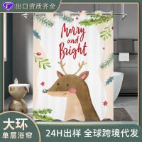 新款大環單層暖冬聖誕防水防霉浴簾 浴室簾防水簾