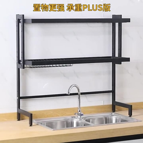 黑色廚房台面置物架水槽上方瀝水碗碟架家用多功能碗碟盤子收納架