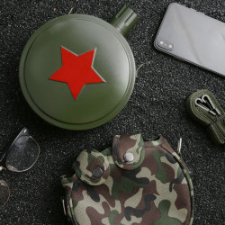 戶外運動水壺兒童學生軍訓水杯304不鏽鋼行軍壺可攜式隨身背帶水壺