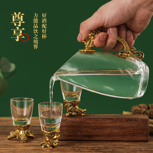 十二生肖白酒杯玻璃琺瑯杯分酒器套裝小酒杯烈酒杯 中式酒杯 禮盒
