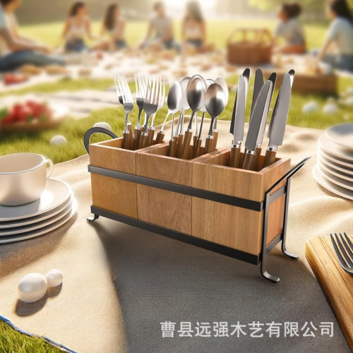 復古風餐具木質收納盒鄕村風格餐具整理盒刀叉勺子多格分類收納盒