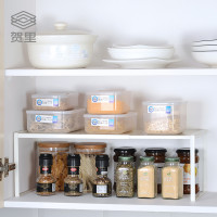 賀裡廚房分層置物架台面櫥櫃內伸縮收納架鍋架桌面廚具調料架子