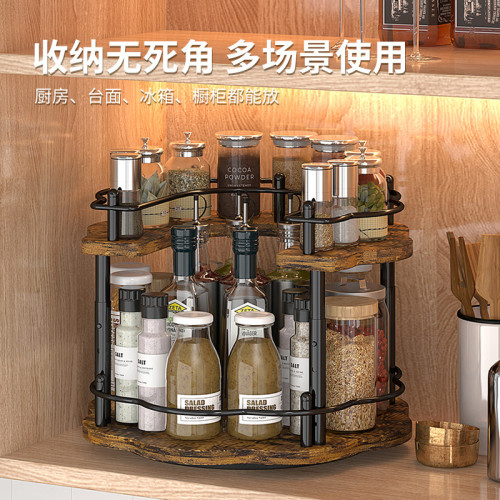 廚房零食調料品置物架木質旋轉收納架油鹽醬醋瓶整理架