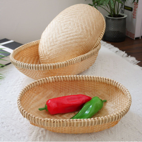 竹編托盤餐具瀝水籃子曬菜神器手工製品收納筐農家筲簸箕