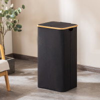 牛津布大容量髒衣籃配內袋竹製布藝可折曡收納籃加大帶蓋子髒衣簍