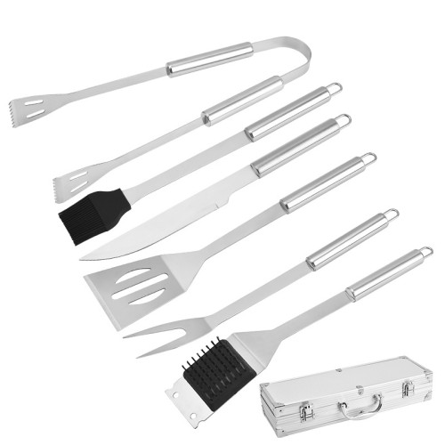 小琯柄鋁箱烤具套裝 BBQ戶外燒烤工具套裝 不鏽鋼小琯柄燒烤用具