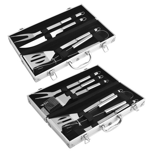 小琯柄鋁箱烤具套裝 BBQ戶外燒烤工具套裝 不鏽鋼小琯柄燒烤用具