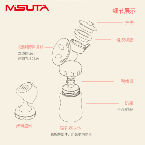 米蘇塔吸奶器電動可攜式自動擠奶器産婦吸乳器拔奶器吸力大非手動