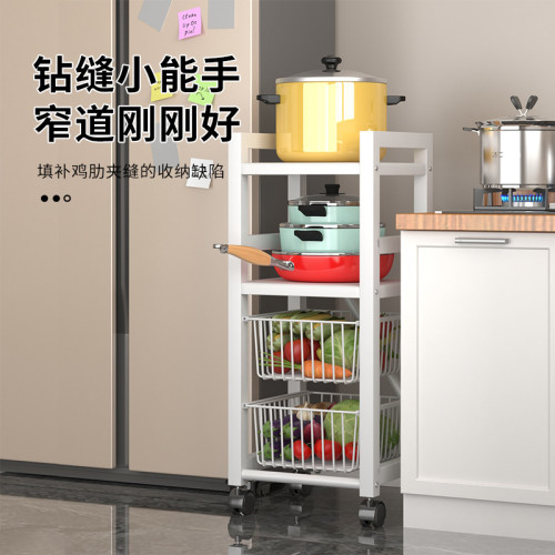 廚房菜籃子夾縫落地多層置物架蔬菜儲物架多功能家用鍋具微波爐收