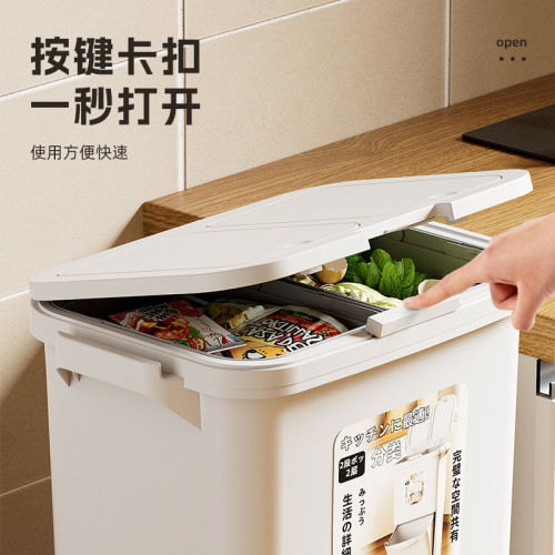 廚房垃圾桶家用帶蓋不彎腰按壓式2024新款大容量雙層乾溼分類日式