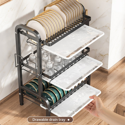 廚房置物架碗碟碗盤收納架瀝水架家用多功能放碗架碗筷收納盒碗櫃 廚房置物架碗碟碗盤收納架瀝水架家用多功能放碗架碗筷收納盒碗櫃