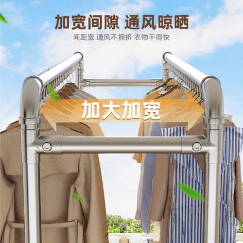 鍍鋅鋼管晾衣架落地家用陽台掛衣戶外室外防風雙桿水管曬被子雙桿