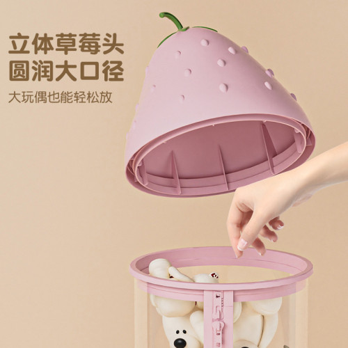 毛絨玩具娃娃收納桶透明PET玩偶收納神器圓柱形娃娃桶置 物桶帶蓋