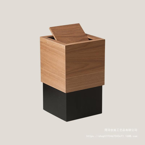 木質垃圾桶北歐ins風垃圾桶家用客廳衛生間酒店木質帶蓋紙簍