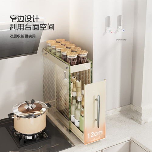 廚房抽拉式調料置物架 角落調料品調味料油鹽醬醋瓶罐整理收納架