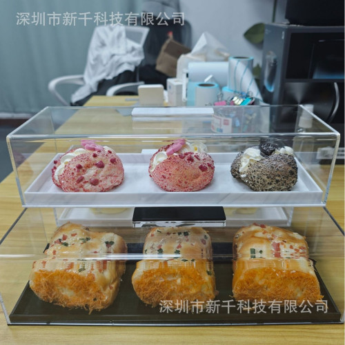 Acrylic Bread Box 亞克力麵包盒矩形蛋糕托盤展示蓋蛋糕盤甜點架