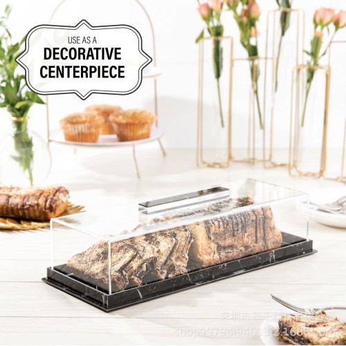Acrylic Bread Box 亞克力麵包盒矩形蛋糕托盤展示蓋蛋糕盤甜點架