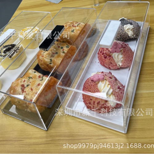 Acrylic Bread Box 亞克力麵包盒矩形蛋糕托盤展示蓋蛋糕盤甜點架