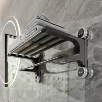 吸盤浴巾架衛生間浴室收納置物架子厠所免打孔壁掛毛巾架一體掛桿