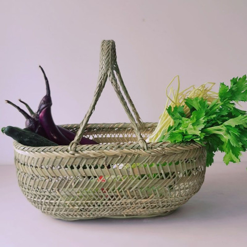 撿菌子筐籃撿菌子背簍提籃手工家用手提菜籃野餐籃雞蛋籃農家竹筐