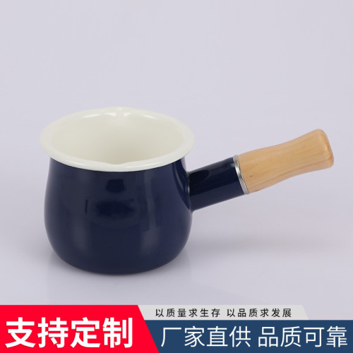 兒童寶寶嬰兒輔食鍋單柄家用搪瓷小奶鍋熱牛奶煮粥9cm搪瓷琺瑯鍋