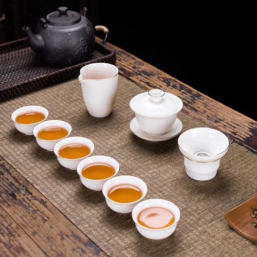 羊脂玉白瓷禮品茶具禮盒套裝功夫茶具創意商務年會活動隨手禮