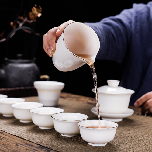 羊脂玉白瓷禮品茶具禮盒套裝功夫茶具創意商務年會活動隨手禮