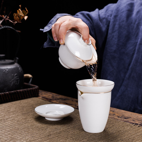 羊脂玉白瓷禮品茶具禮盒套裝功夫茶具創意商務年會活動隨手禮