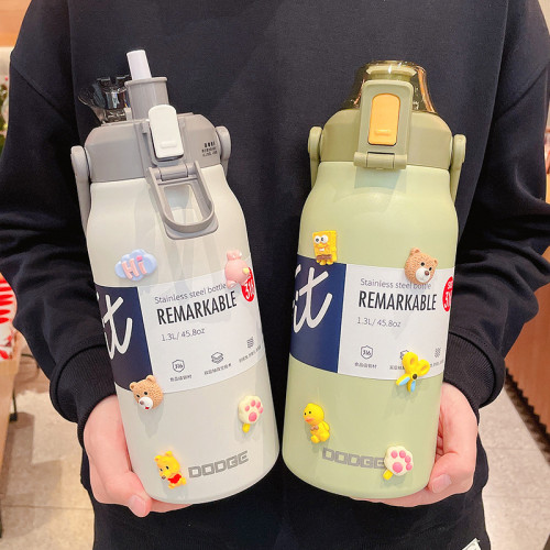 大容量網紅大肚保溫杯手提健身運動吸管杯316不鏽鋼旅行隨手杯子