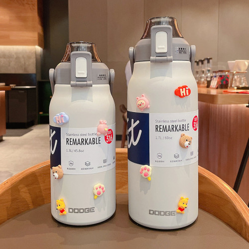 大容量網紅大肚保溫杯手提健身運動吸管杯316不鏽鋼旅行隨手杯子
