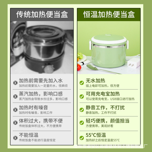 睿耐爾304不鏽鋼恒溫飯盒USB加熱可車用便當盒學生辦公可攜式快餐盒 睿耐爾304不鏽鋼恒溫飯盒USB加熱可車用便當盒學生辦公可攜式快餐盒