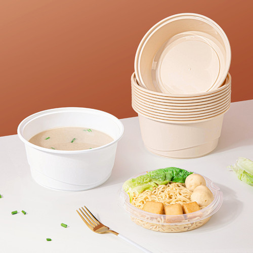 賽卓一次性餐盒圓形快餐盒打包碗外賣粉面麻辣燙冒菜防漏湯碗雙層