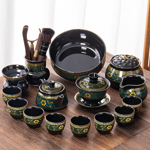 懶人茶具套裝家用石磨盤泡茶壺器功夫茶杯辦公室會客陶瓷整套創意