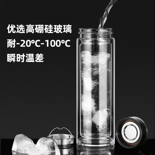 富光雙層玻璃杯男高硼矽防燙大容量耐熱商務水杯禮品杯子