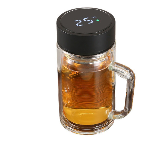 新款雙層玻璃杯 男女大容量可攜式水杯商務辦公泡茶杯加厚透明杯