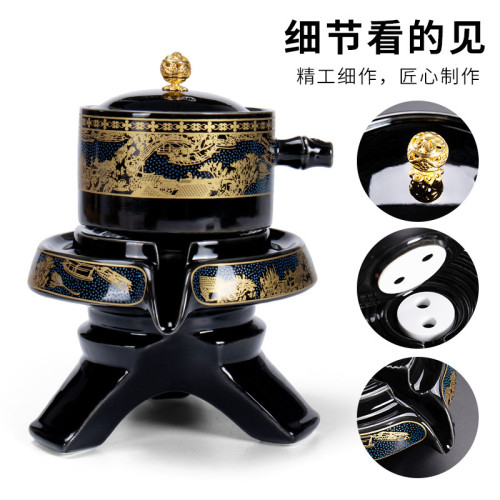 懶人茶具套裝家用客廳小套半自動石磨沖茶神器功夫茶杯辦公泡茶壺