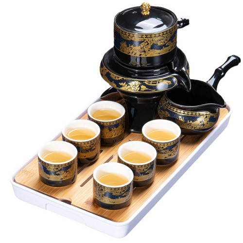 懶人茶具套裝家用客廳小套半自動石磨沖茶神器功夫茶杯辦公泡茶壺