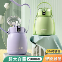 恩爾美智能保溫杯大容量兒童水壺高顔值網紅吸琯大肚杯子