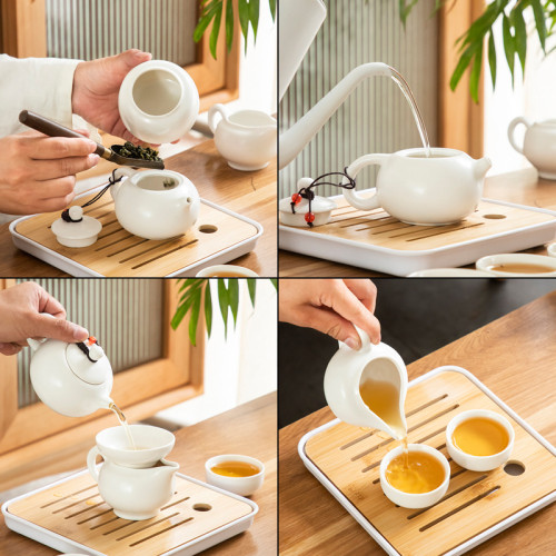 旅行茶具套裝實用戶外功夫陶瓷泡茶壺盤整套可攜式商務小禮品