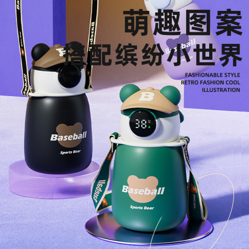 帽帽熊高顔值ins風保溫杯抖音同款學生時尚簡約不鏽鋼吸管水杯子