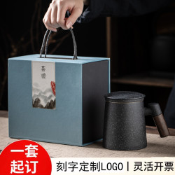 創意陶瓷馬克杯 茶水分離泡茶杯網紅實用商務禮品套裝刻製