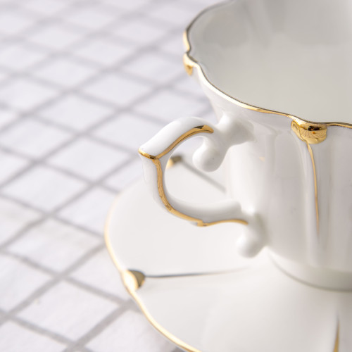 鎏金骨瓷咖啡杯碟歐式下午茶杯簡約咖啡杯花茶杯創意中秋茶具 鎏金骨瓷咖啡杯碟歐式下午茶杯簡約咖啡杯花茶杯創意中秋茶具