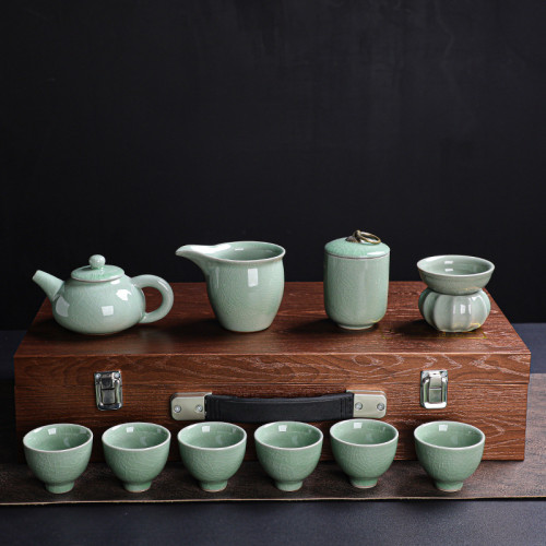 哥窰茶具套裝功夫茶高檔禮盒伴手禮陶瓷茶壺茶杯功夫家用全套