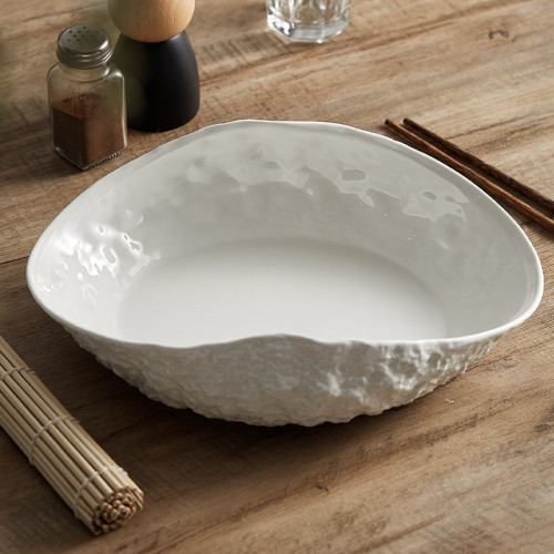 巖石紋貝殼高檔盤子家用陶瓷2026新款輕奢大號蒸魚湯盤子酒店餐具