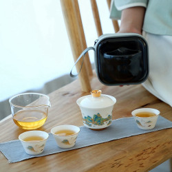 陶瓷旅行茶具可攜式快客杯一壺三杯羊脂玉功夫茶具國潮禮品