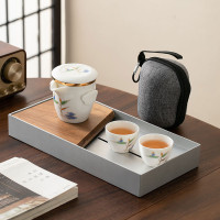 羊脂玉白瓷一壺二杯旅行茶具可攜式旅遊套裝可定禮品商務