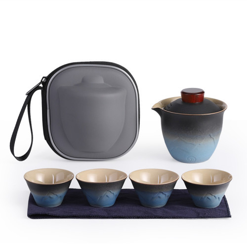 日式戶外旅遊可攜式旅行茶具套裝一壺四杯高檔快客杯泡茶具