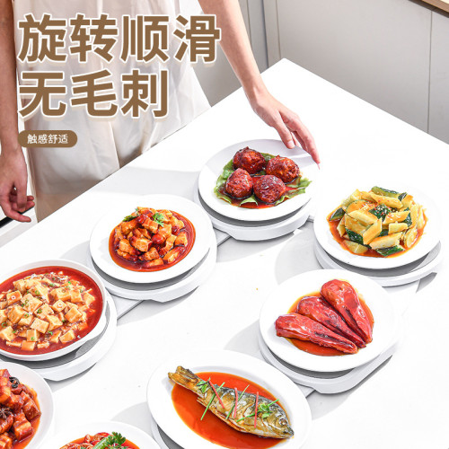 家用聚會長餐桌旋轉盤多功能旋轉火鍋盤長方形圓形手動旋轉餐盤